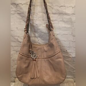 Elegant Tan Hobo Bag with Tassel Charm